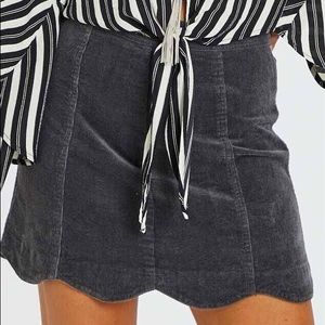 OLIVE GREEN Altar’d State Scallop Corduroy Skirt